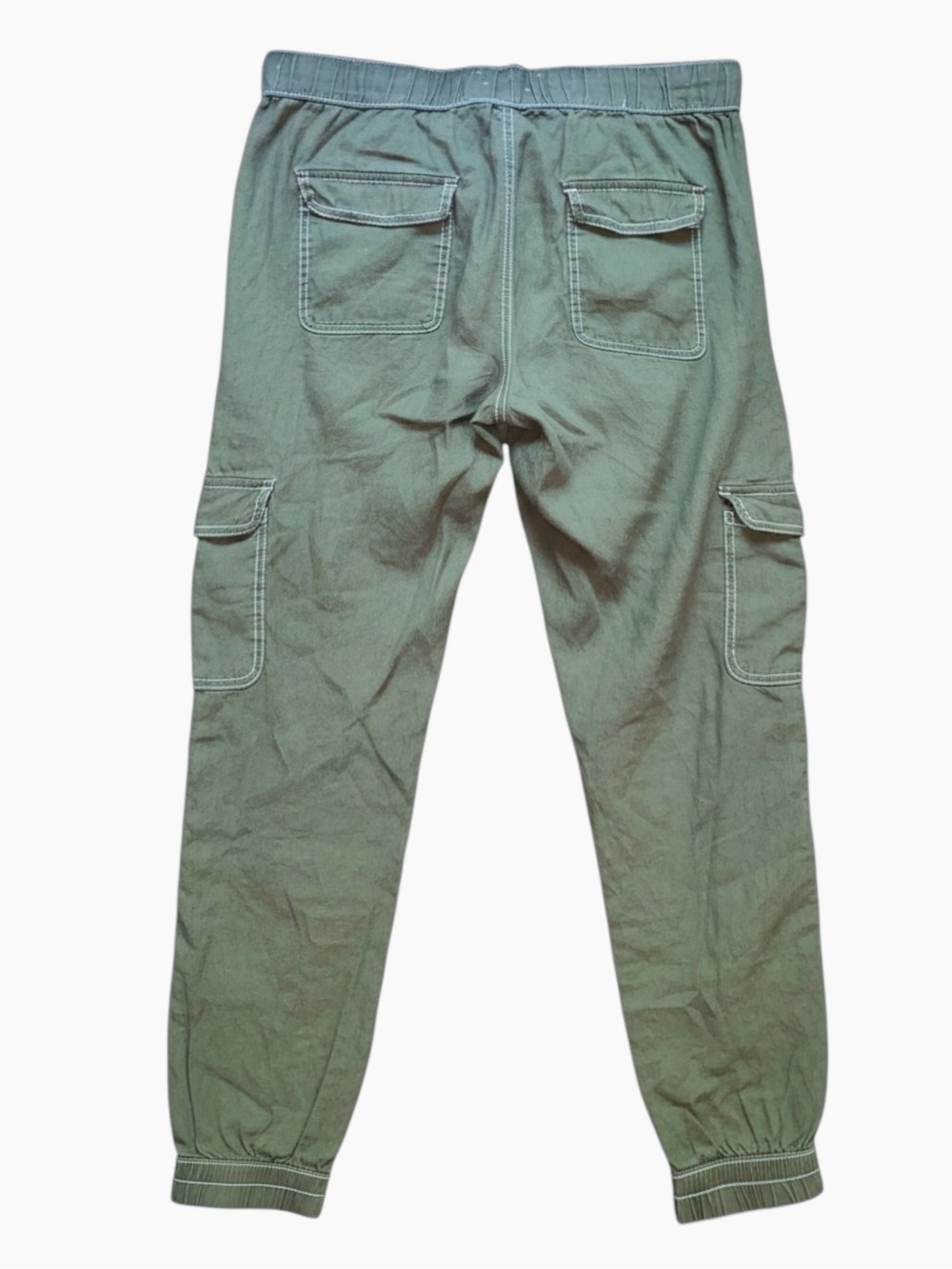 NEW Utility Cargo Linen Pants European Flax Cargo Jogger Olive - Picture 6 of 10
